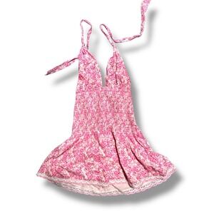 LoveShackFancy LUISETTA HALTER DRESS Pink Berry Fields‎ Medium Coquette Girly